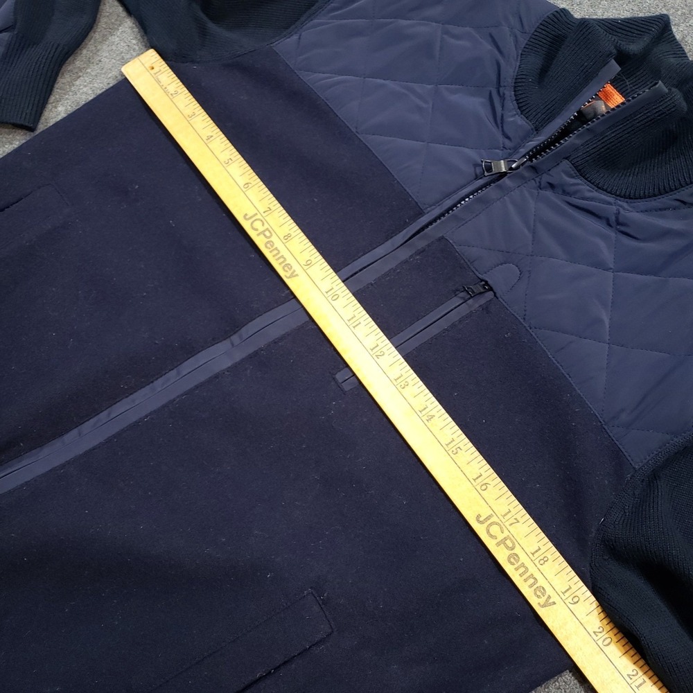 Banana Republic Quilted Merino Wool Jacket Men's Small Navy Blue Full Zip Bomber - Picture 8 of 12